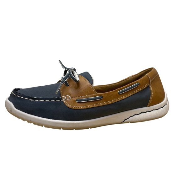 Croft & Barrow Women’s Blue & Brown Comfort Slip-On Moc Toe Boat Shoes Size 10 - Picture 4 of 8